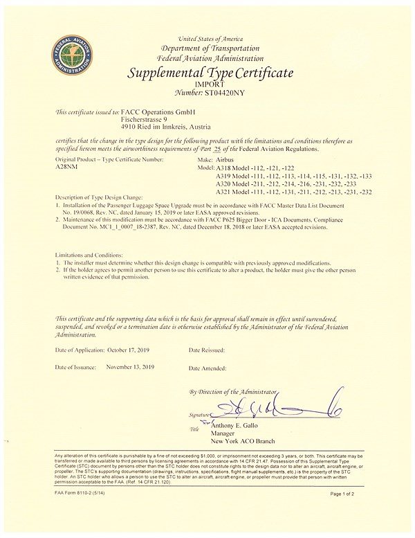 FAA STC  ST04420NY